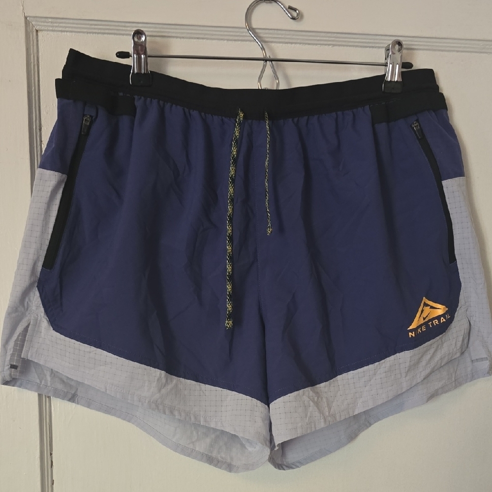 Nike Blue and Gray Athletic Shorts with Elastic Waistband